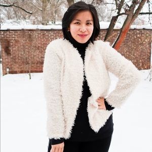 Fuzzy White Cardigan jacket
